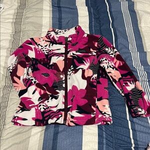 Columbia 4T Pink Floral Print Fleece Zip-Up Jacket